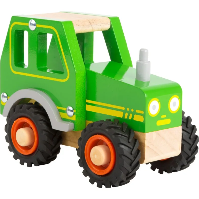 Drevený traktor zelený