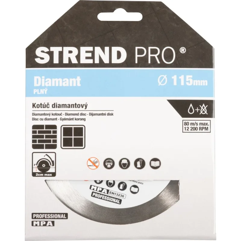 Diamantový kotúč Strend Pro 521B, 115 mm, Plný