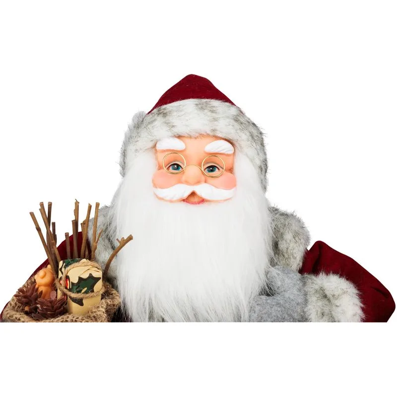 Vianočná dekorácia Santa s lampášom, červený, 46 cm