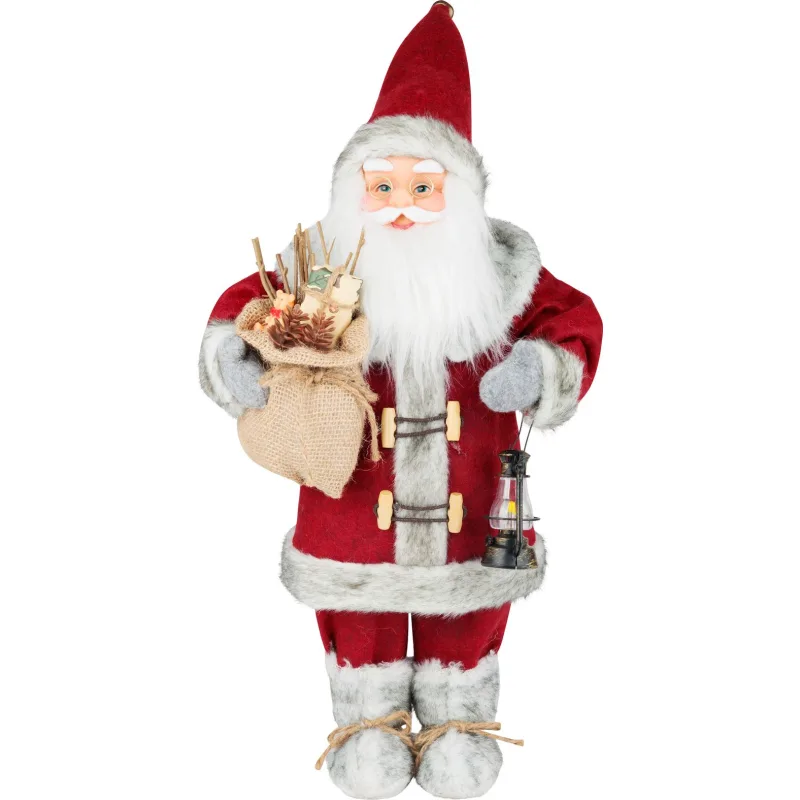 Vianočná dekorácia Santa s lampášom, červený, 46 cm