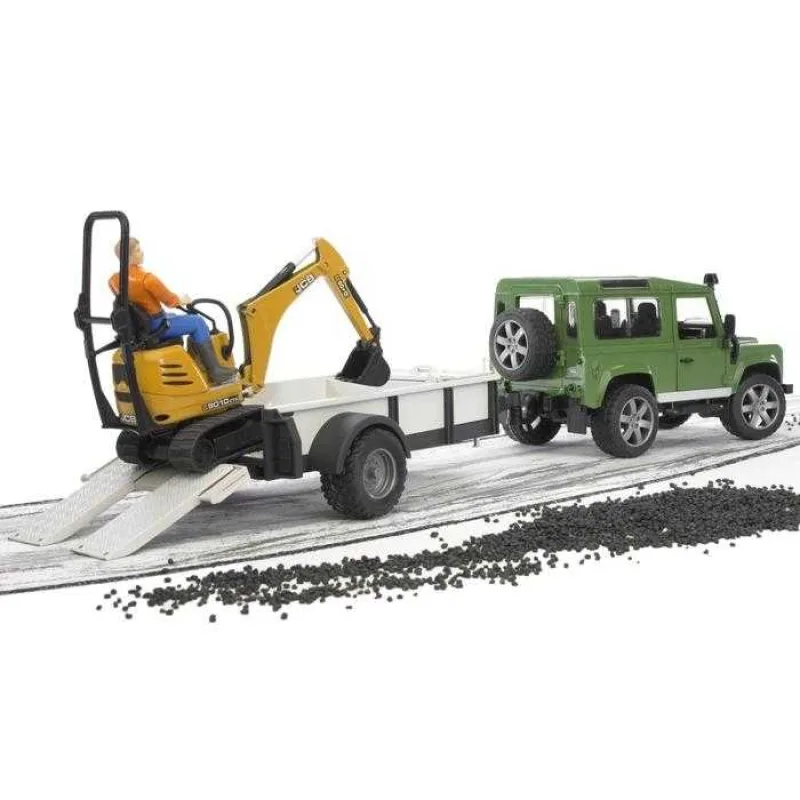 Bruder 2593 LAND ROVER + prepravník, mikrobager JCB