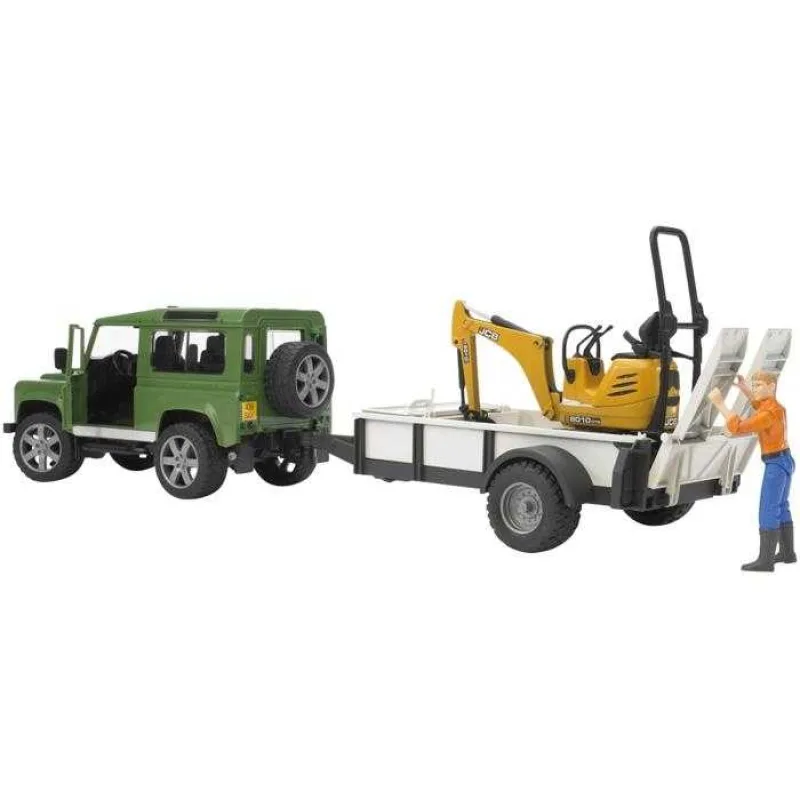 Bruder 2593 LAND ROVER + prepravník, mikrobager JCB