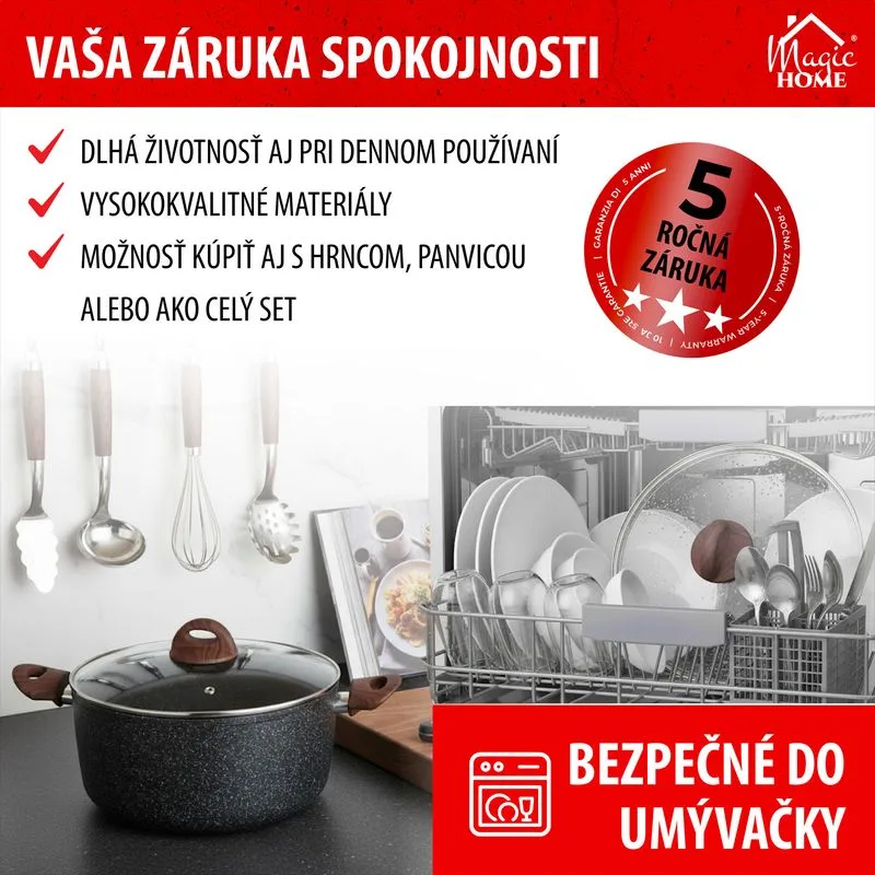 Pokrievka MagicHome Black Marble Line, 24 cm, sklenená