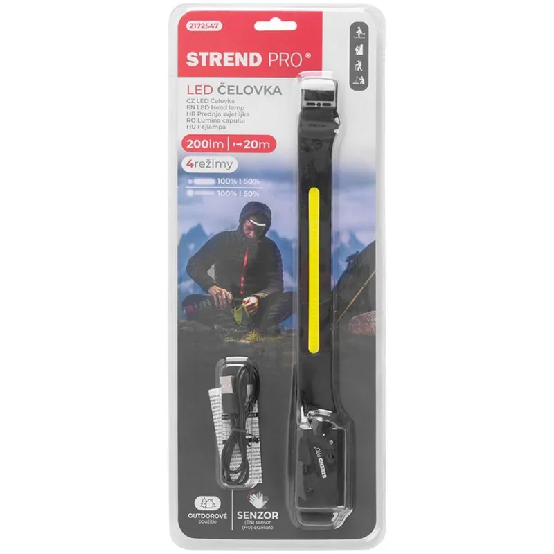 Čelovka Strend Pro Headlight H4034, 200 lm, USB