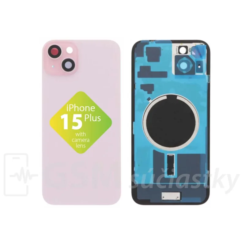 iPhone 15 Plus - Zadné sklo housingu Ružové