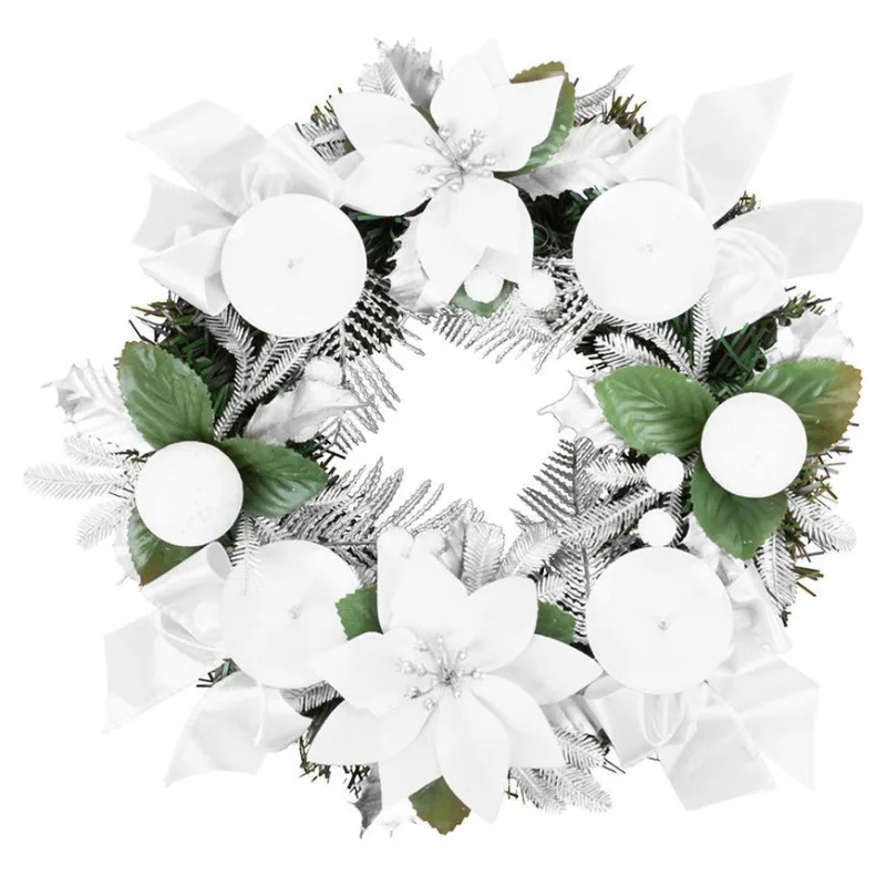 Adventný veniec MagicHome Vianoce, biely, 25 cm