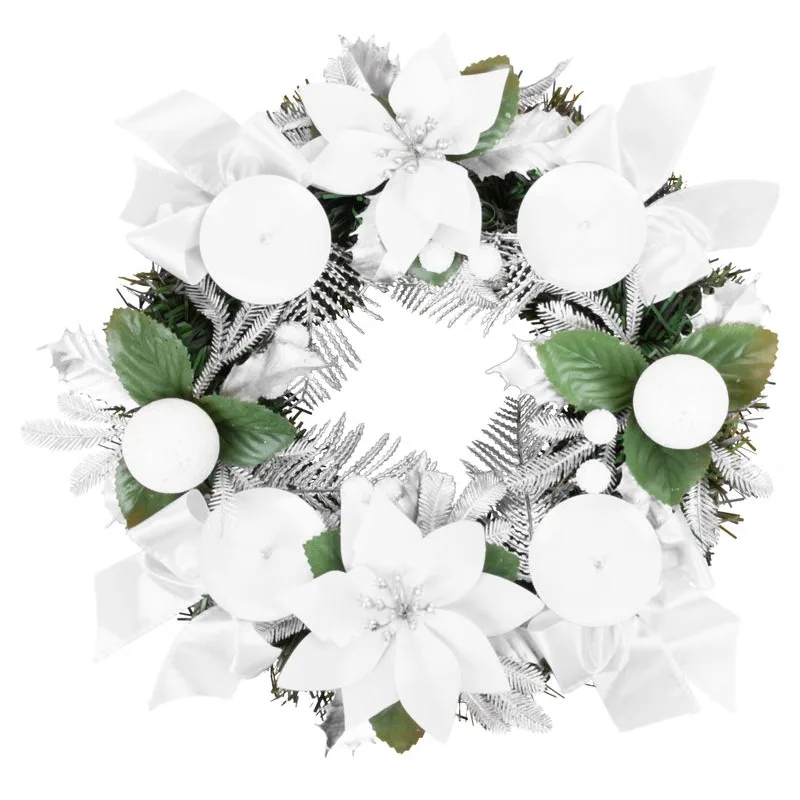 Adventný veniec MagicHome Vianoce, biely, 25 cm