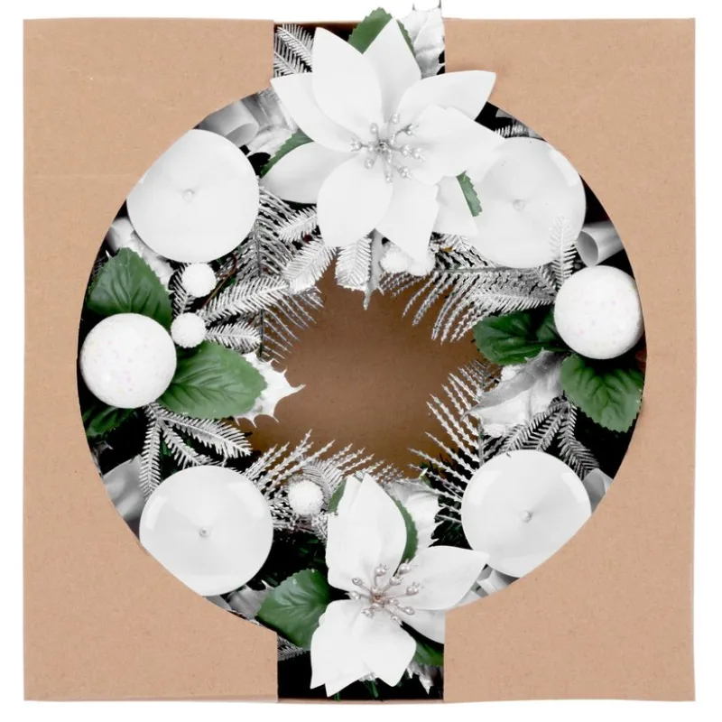 Adventný veniec MagicHome Vianoce, biely, 25 cm
