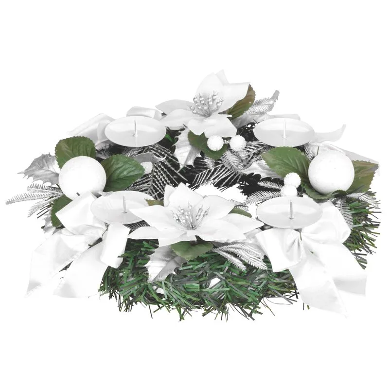 Adventný veniec MagicHome Vianoce, biely, 25 cm