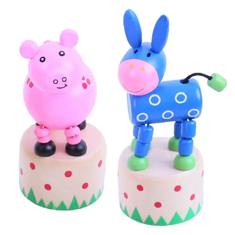 Bigjigs Toys Drevené stláčacie farmárske zvieratká 1 ks