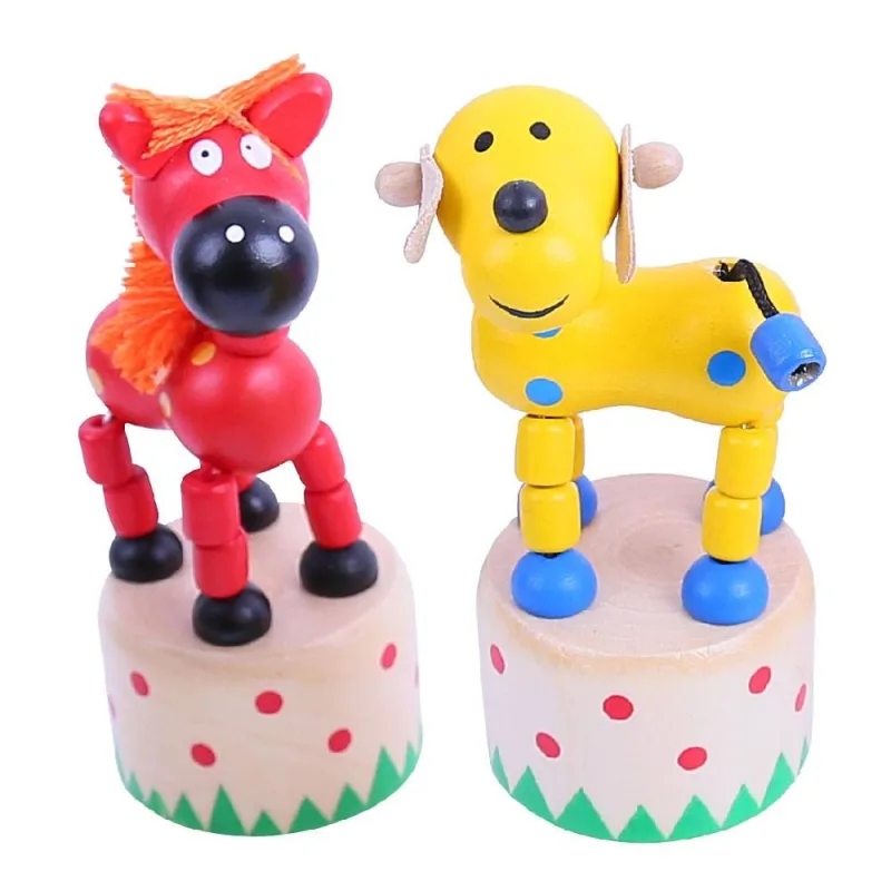 Bigjigs Toys Drevené stláčacie farmárske zvieratká 1 ks