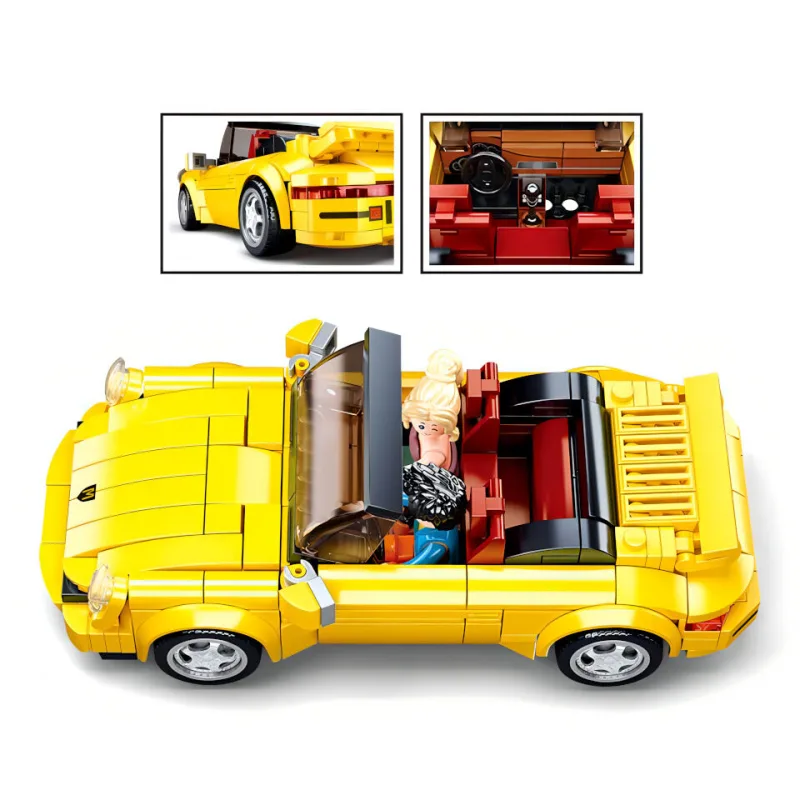 Sluban Model Bricks M38-B1097 Nemecký žltý športový automobil