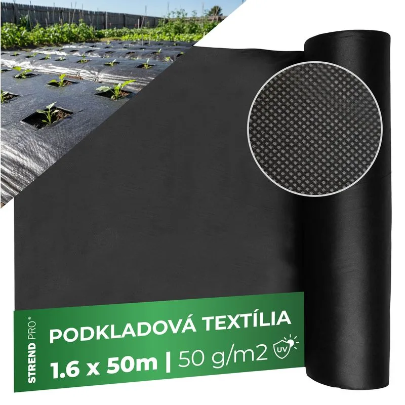 Netkaná textília Garden B4406, 1,6x50 m, čierna, 50 g/m²