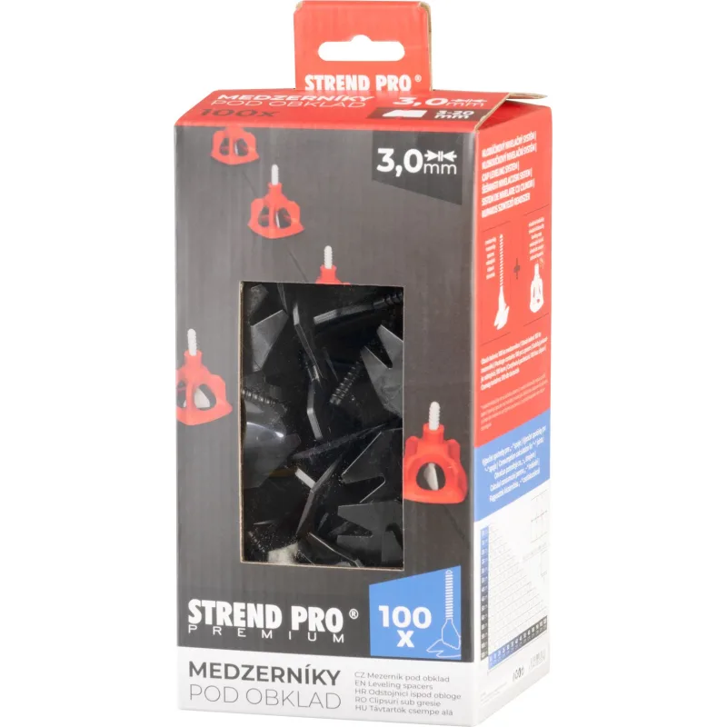Medzerník LS122, nivelačný, 3.0 mm, 100 ks, čierny