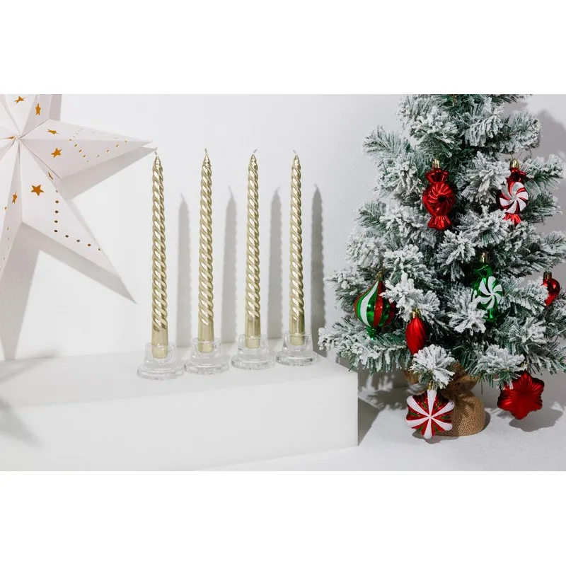 Špirálové sviečky MagicHome, šampanské, 25 cm, balenie 4 ks