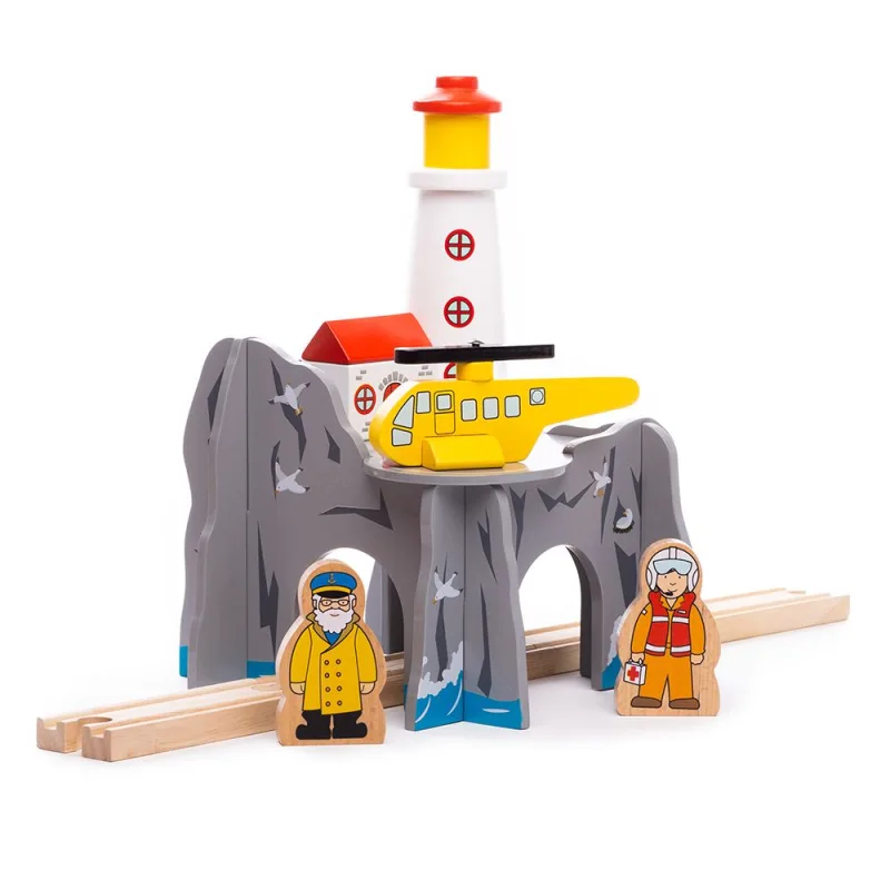 Bigjigs Rail Tunel s majákom a heliportom