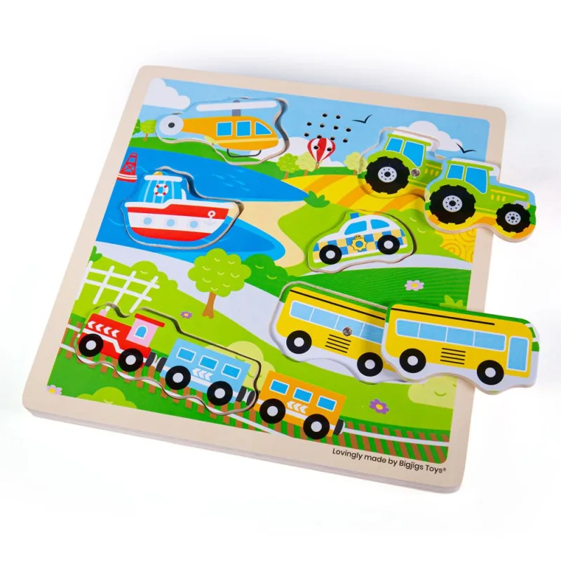 Bigjigs Toys Vkladačka so zvukom Doprava