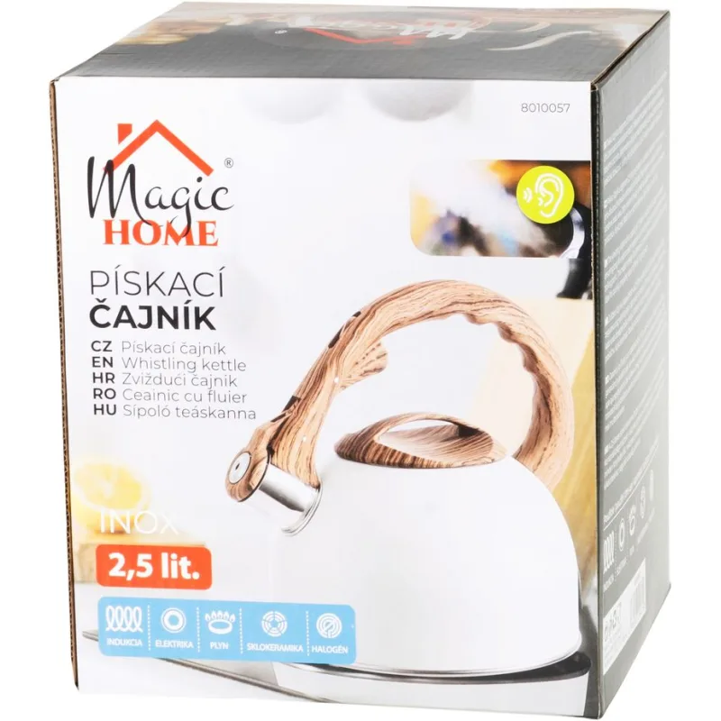 Pískací čajník MagicHome, biely, 2500 ml
