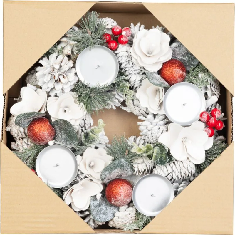 Adventný veniec MagicHome, prírodný, biely, 30 cm