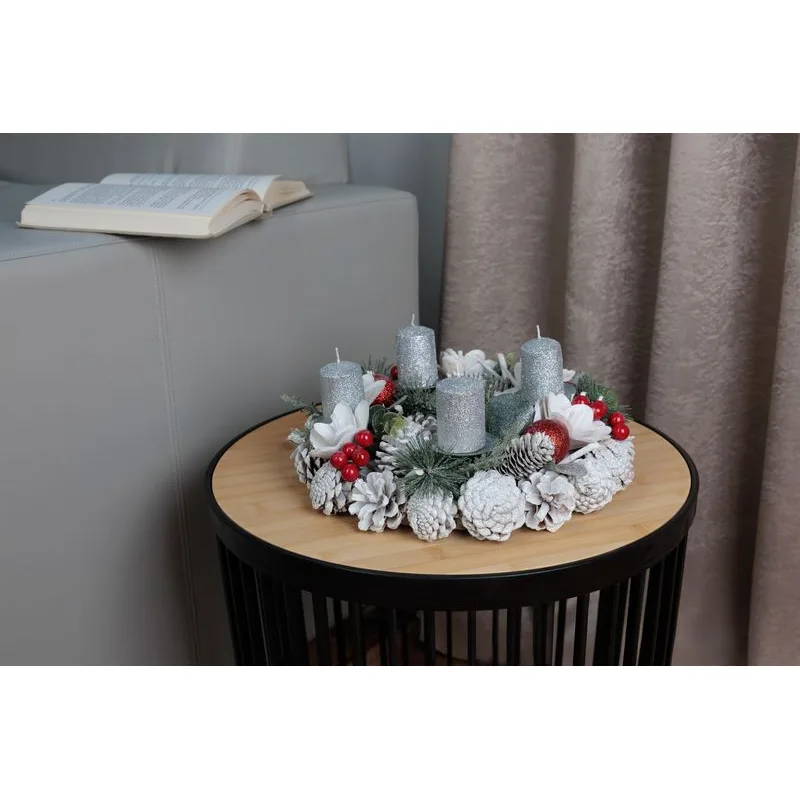 Adventný veniec MagicHome, prírodný, biely, 30 cm