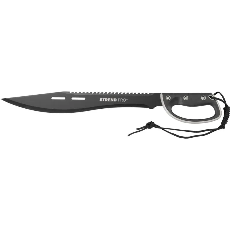 Mačeta Tactical, s puzdrom, pílkou, ochranou ruky, čierna, 61 cm