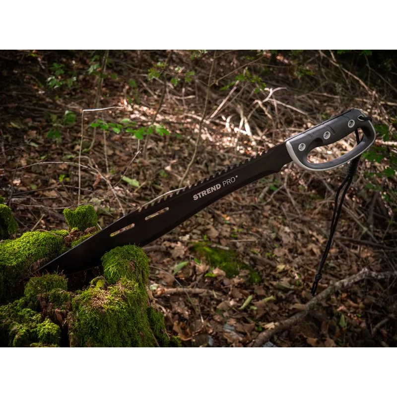 Mačeta Tactical, s puzdrom, pílkou, ochranou ruky, čierna, 61 cm