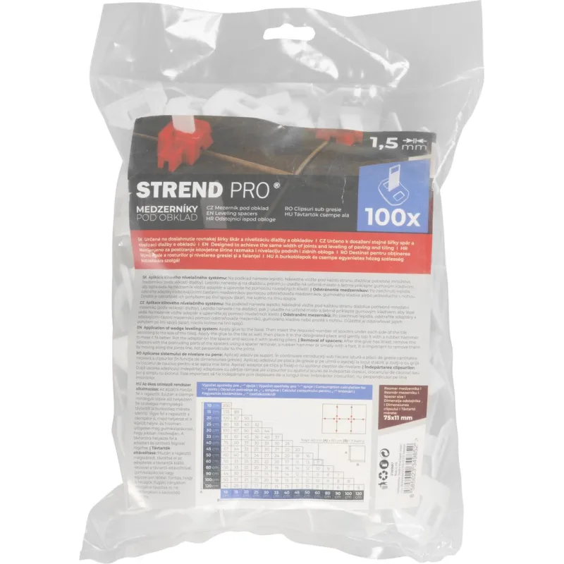 Medzerník Strend Pro LS401, nivelačný, pod obklad, 75x11x1.50 mm, bal. 100 ks, plast