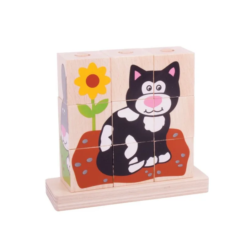 Bigjigs Toys Nasadzovacie kocky Zvieratká