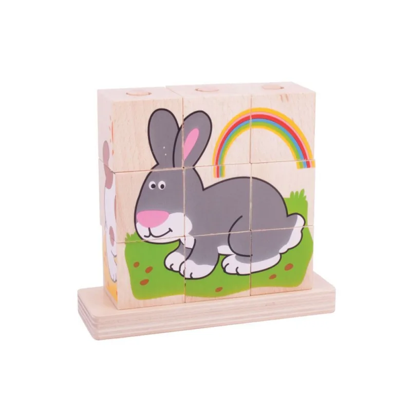 Bigjigs Toys Nasadzovacie kocky Zvieratká