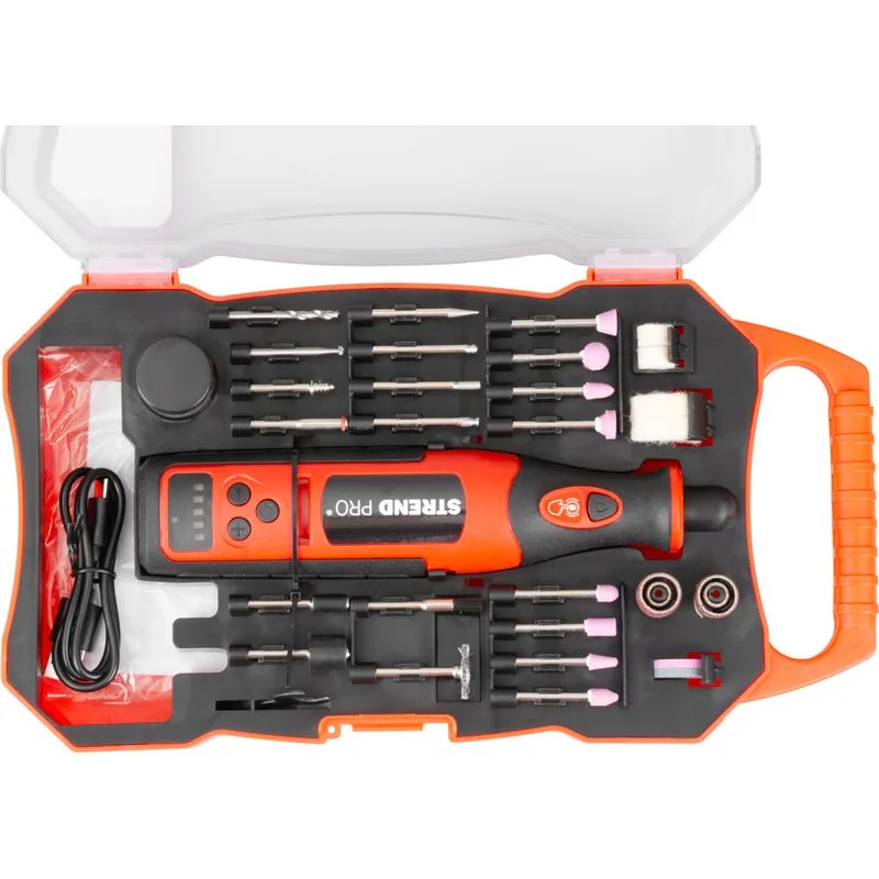 Brúska Strend Pro, mini, priama, vŕtanie a brúsenie, 8 V, 1500 mAh, s príslušenstvom