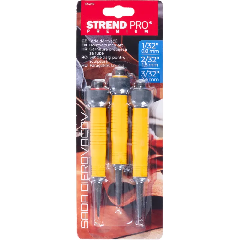 Sada dierovačov Strend Pro Premium, 3 dielna, Bi-materiál rukoväť, 1-2-3"/32"