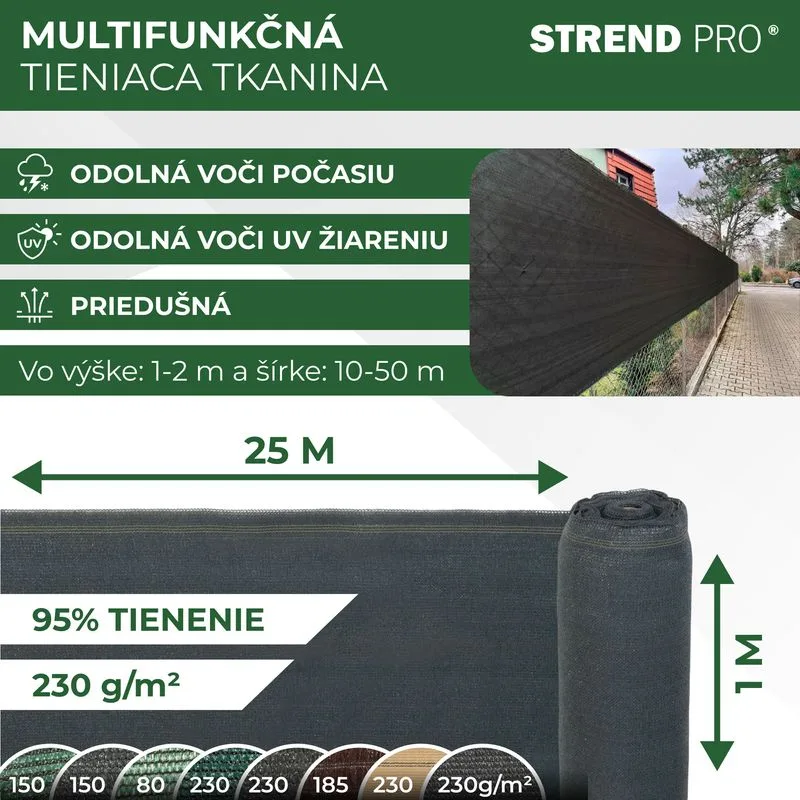Tieniaca tkanina PRIVAT.NET 1x25 m, antracitová, 95 %, UV, 230 g/m²