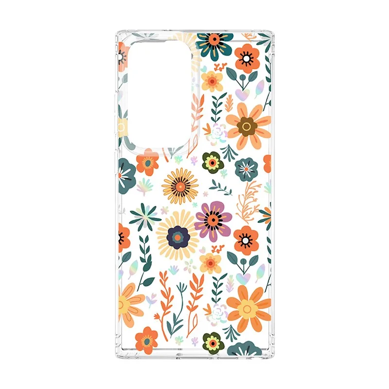 TFO Obrázkové puzdro silikónové Samsung Galaxy S23 Ultra Oranžové kvety