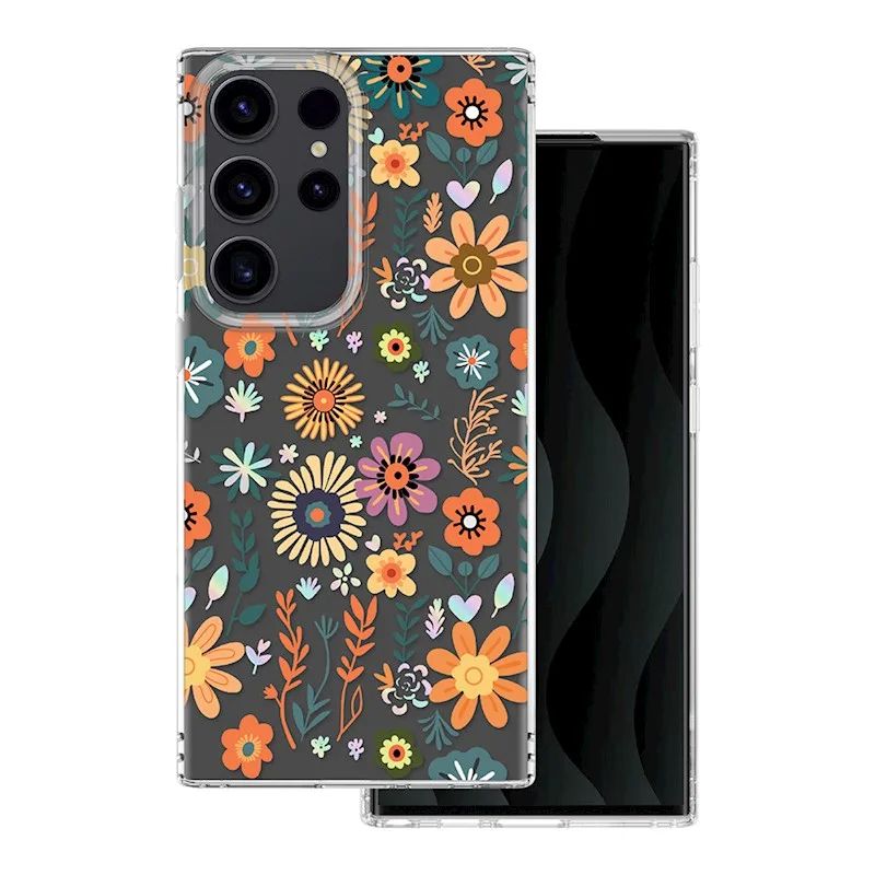 TFO Obrázkové puzdro silikónové Samsung Galaxy S23 Ultra Oranžové kvety