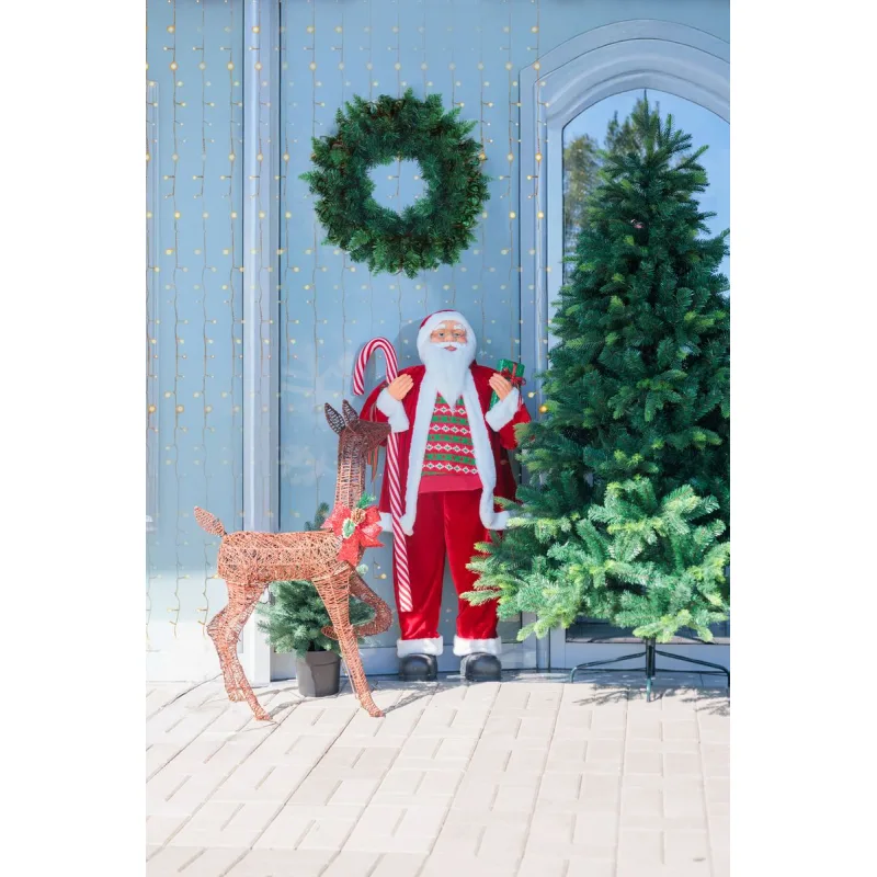 Vianočná dekorácia Santa, s darčekom, červený, 120 cm
