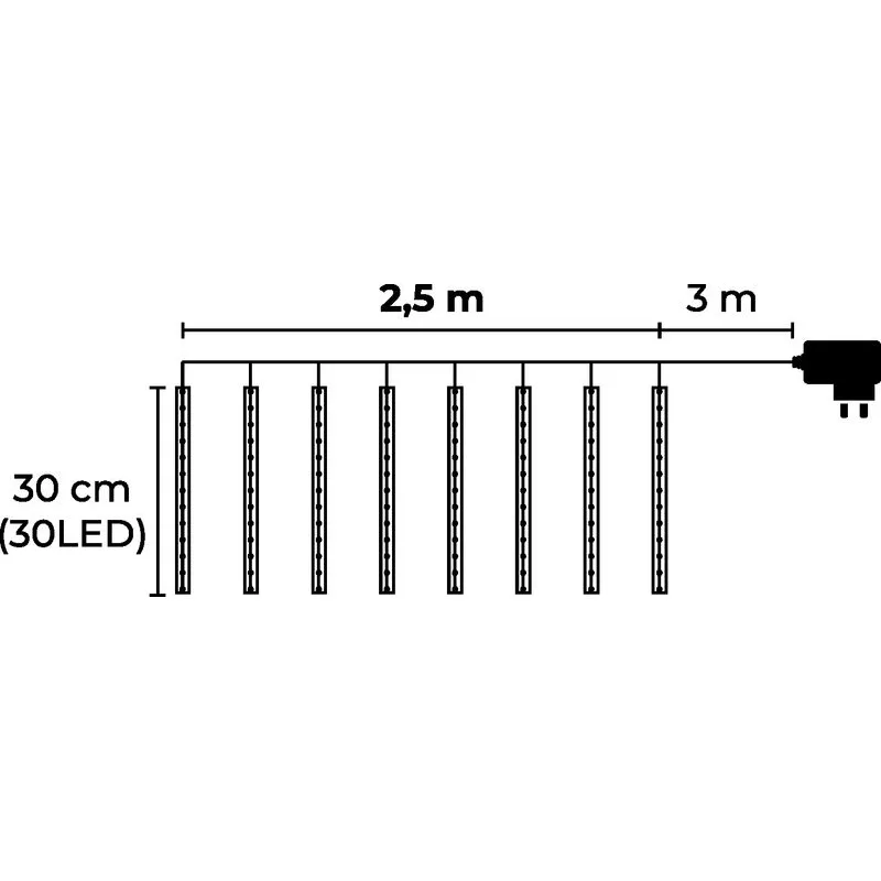 Vianočné osvetlenie reťaz Icicle, 240 LED, studená biela, vodopádový efekt, 2,5 m, exteriér