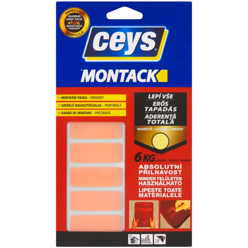 Obojstranná gelovitá montážna páska Montack Express, prúžky 10 ks