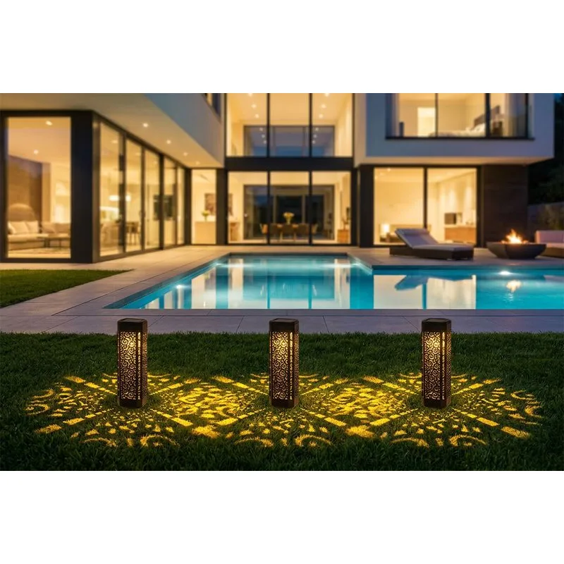 Solárna lampa Kang 31 cm – 3 ks, teplá biela LED
