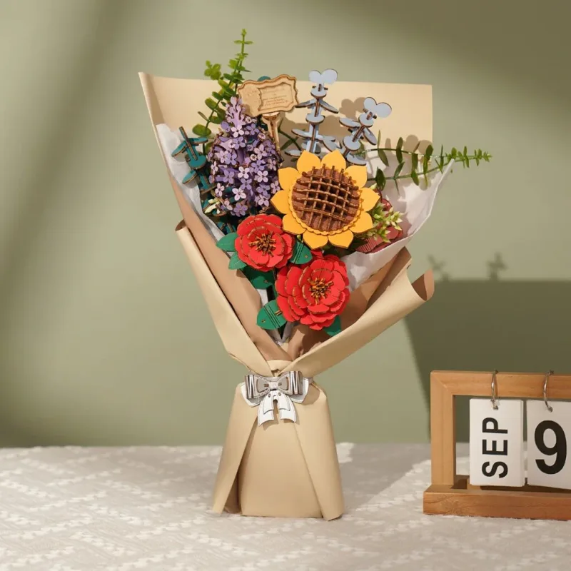RoboTime 3D drevené puzzle Kytica