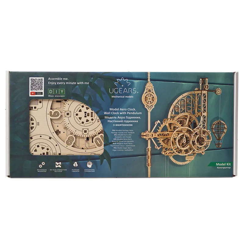 Ugears 3D mechanické puzzle - Nástenné hodiny Aero 320 ks