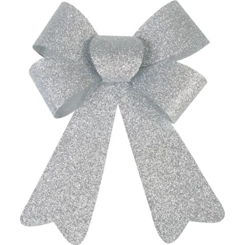Strieborná trblietavá mašľa MagicHome vianočná dekorácia, 13x21 cm