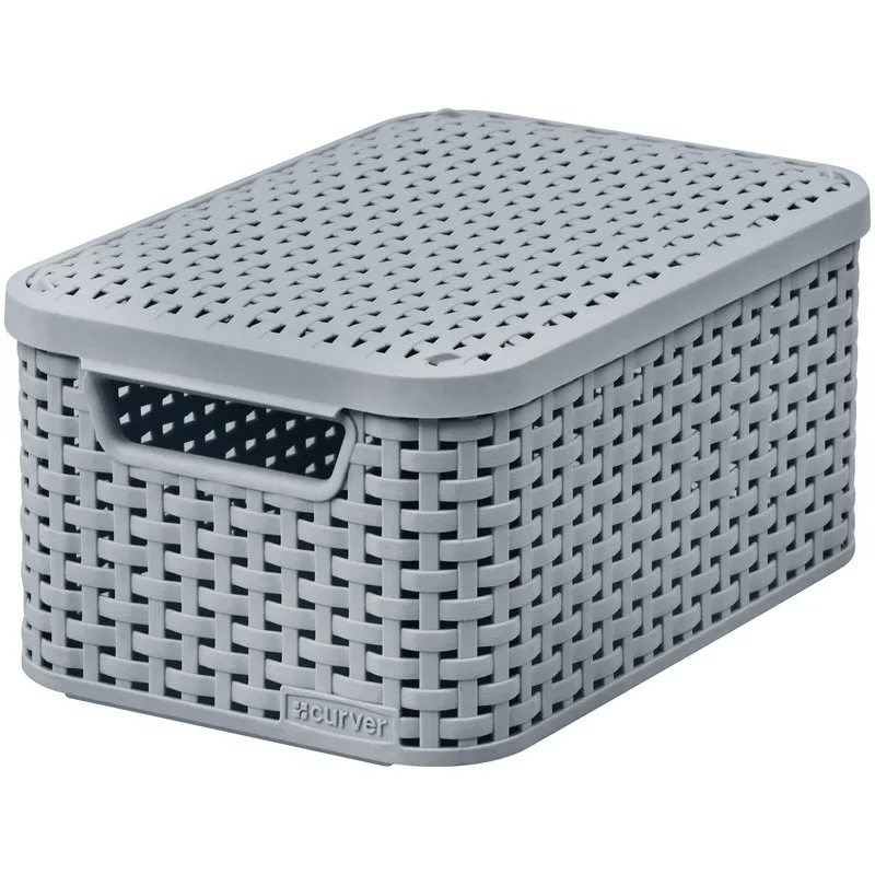 Košík s vekom Curver STYLE S, sivý, 19,8×29,1×14,2 cm