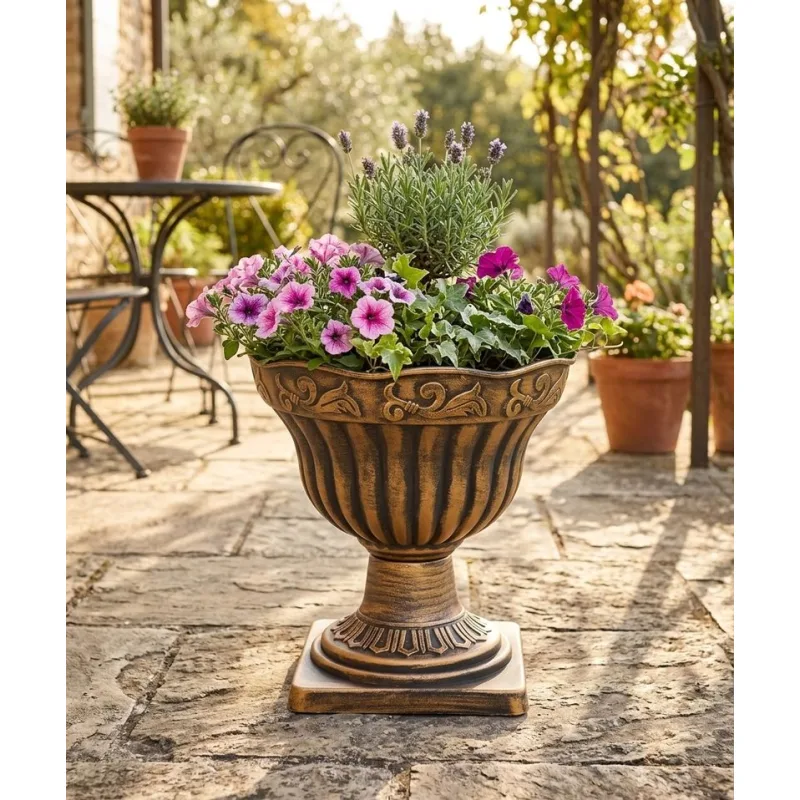 Zlatý kvetináč Strend Pro Antik, 30x30 cm, metalický efekt