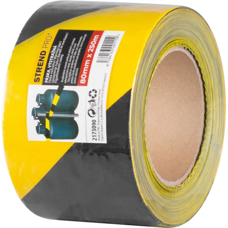 Výstražná páska 80 mm x 250 m, žltá/čierna, bezpečnostná