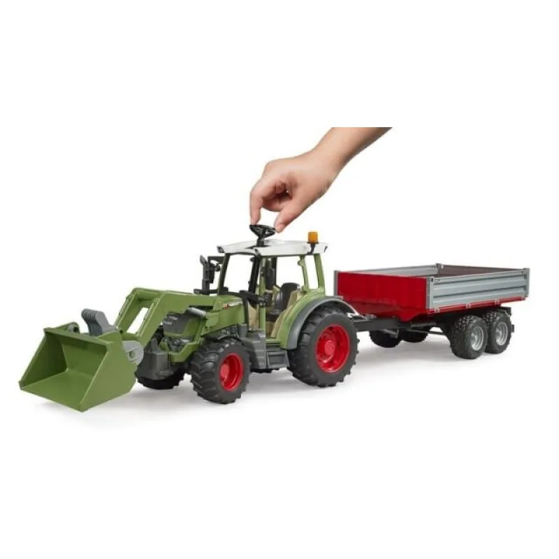 Bruder 2182 Traktor Fendt Vario 211 s čelným nakladačom a sklápacím prívesom