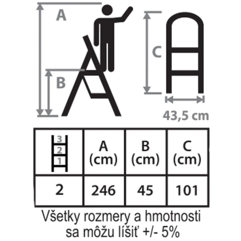 Schodíky Strend Pro LFT105, 2-stupienkové, oceľové, EN14183