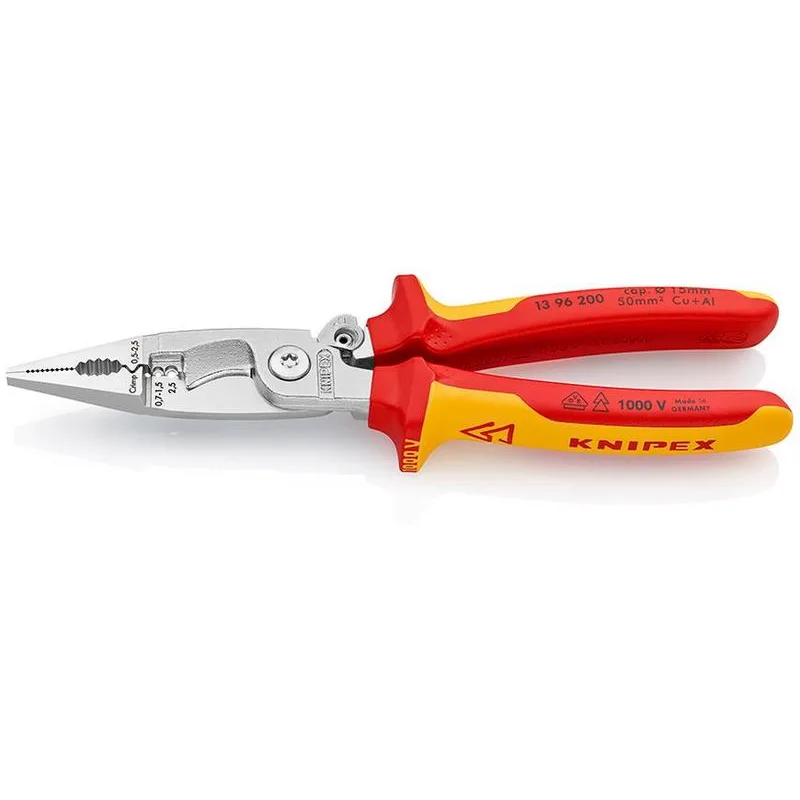 Kliešte KNIPEX 13 96 200 – 200 mm, multifunkčné, elektroinštalačné, VDE 1000V