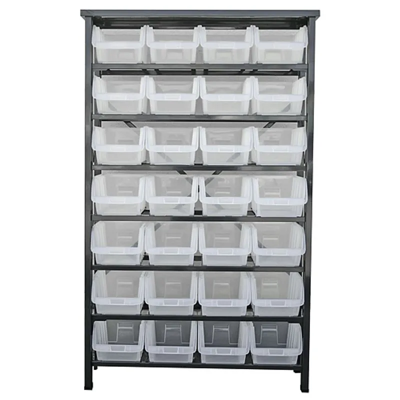 Stojan s plastovými boxami HL3205, 28 zásobníkov, 94×30×150 cm