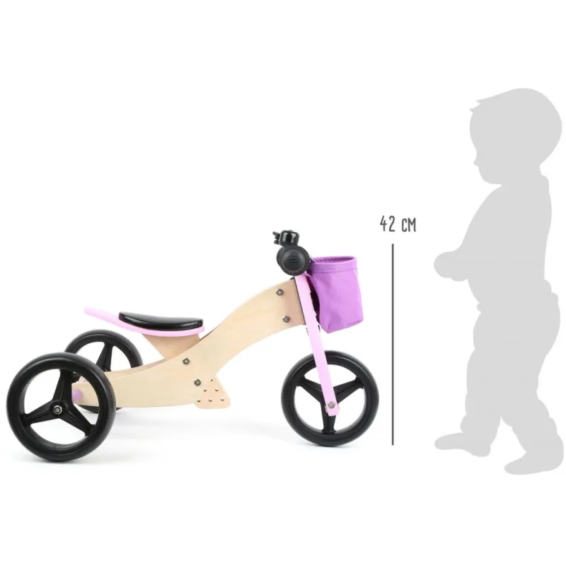 Drevené odrážadlo pre deti Trike 2v1 ružové