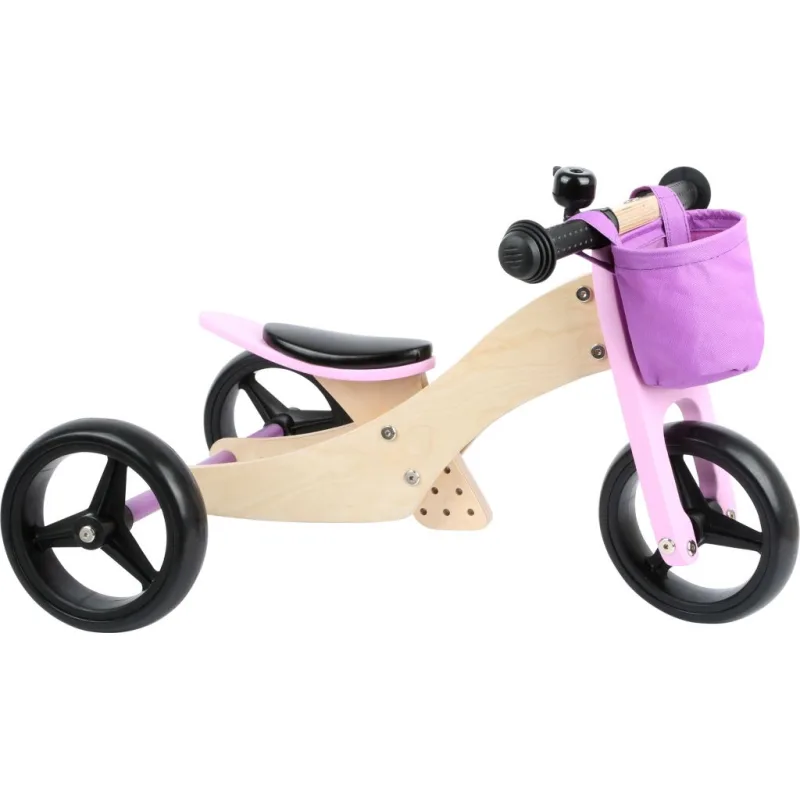 Drevené odrážadlo pre deti Trike 2v1 ružové